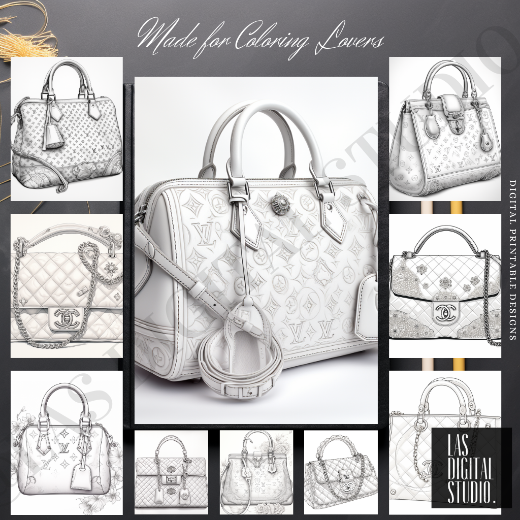 Hand bags Coloring Pages | 30 Digital prints