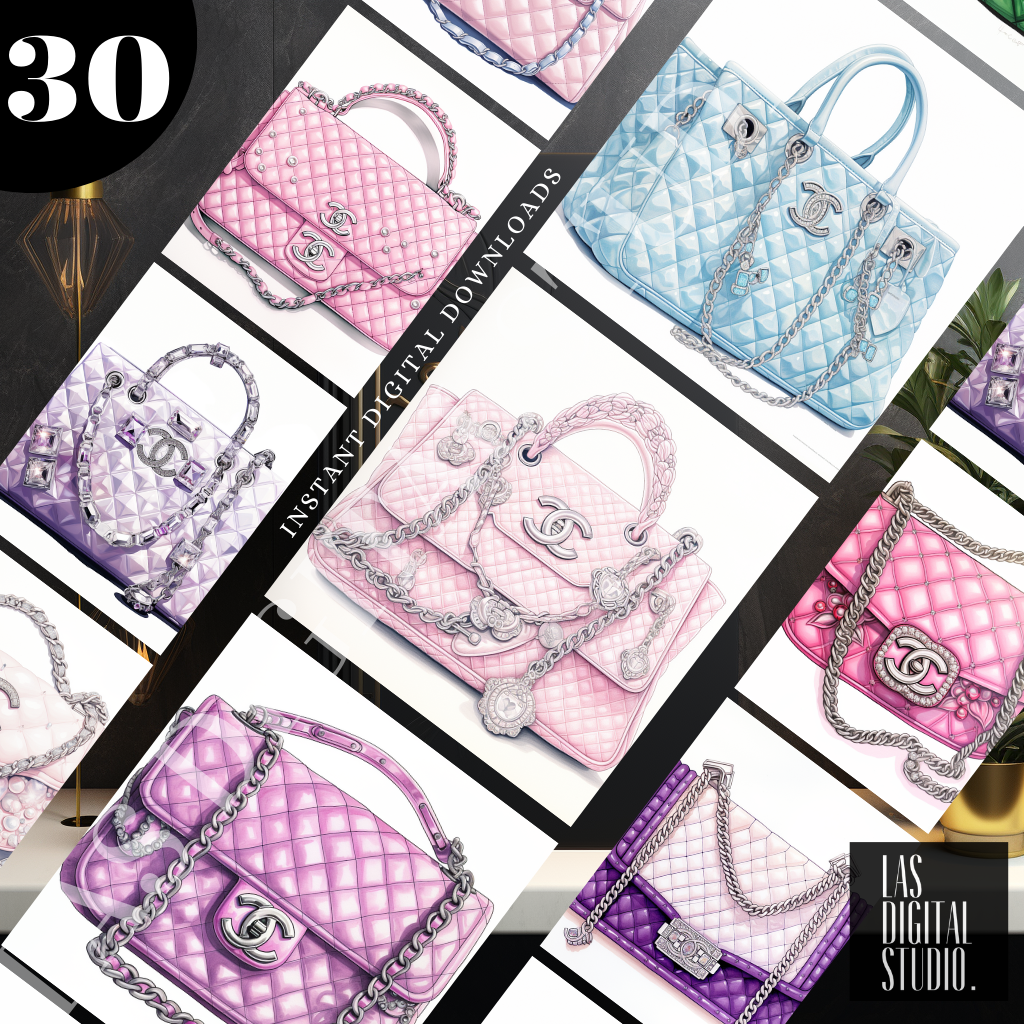 Hand bags Coloring Pages | 30 Digital prints