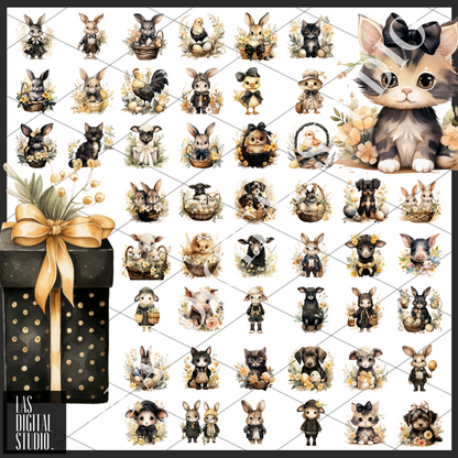 480 Easter Watercolor Cliparts To use or Resale, PNG Files with Transparent Background, PLR Resell rights, Clipart Bundle, Editable on Canva